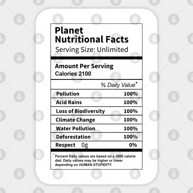 Planet Earth Nutritional Facts Sticker by Andreeastore  